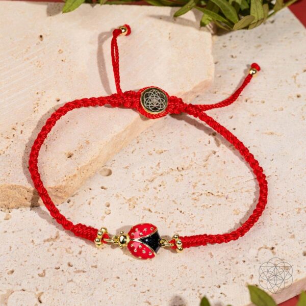 Gorgeous Elegant Lucky Ladybug - Four-Strand Red String Bracelet - Image 3