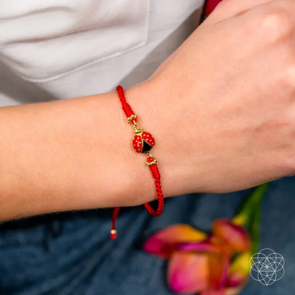 Gorgeous Elegant Lucky Ladybug - Four-Strand Red String Bracelet