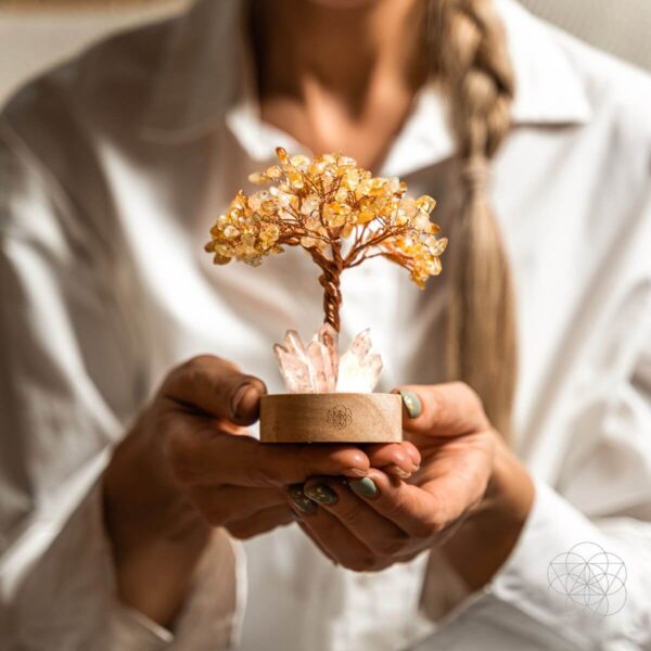 Golden Lamp of Wealth - Citrine & Clear Quartz Tree - Image 3