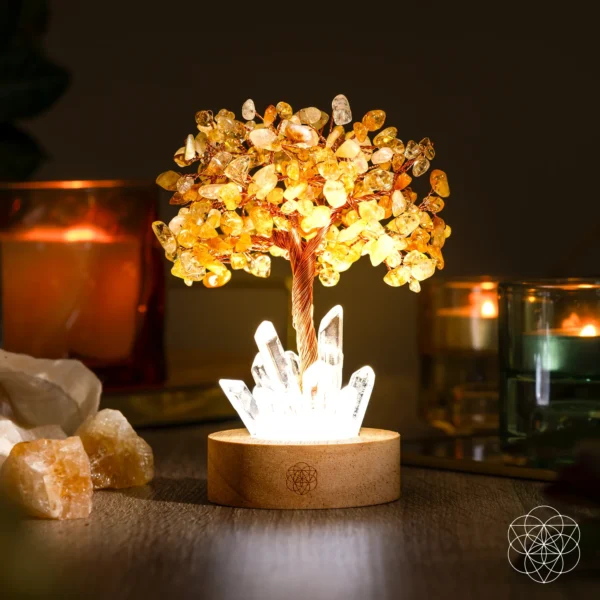 Golden Lamp of Wealth - Citrine & Clear Quartz Tree